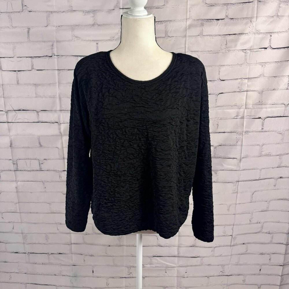 Vintage 90's Sycamore Textured Black Long Sleeve Top – Size Medium